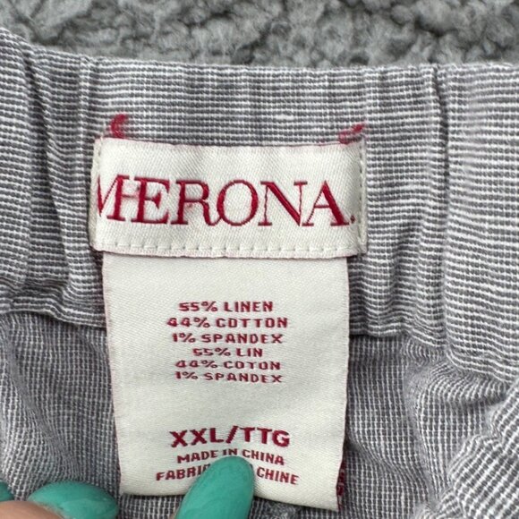 Merona Gray Heathered Stripped Linen-Blend Drawstring Pants Relaxed Fit Size XXL - Picture 5 of 8